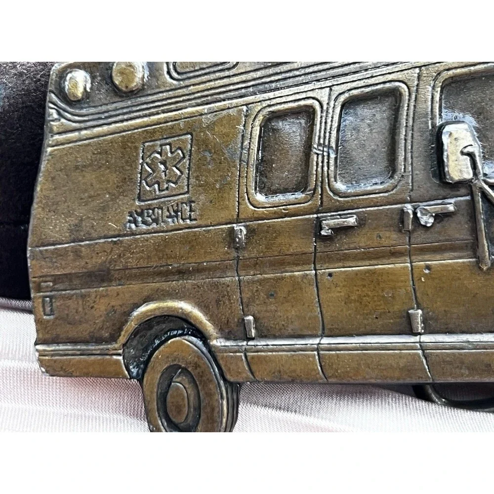 1979 Solid Brass EMS Ambulance Belt Buckle Breitenbach N-39 Made in USA